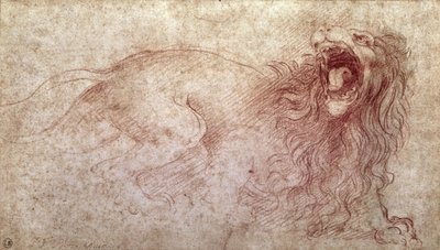 Schets van een brullende leeuw door Leonardo da Vinci